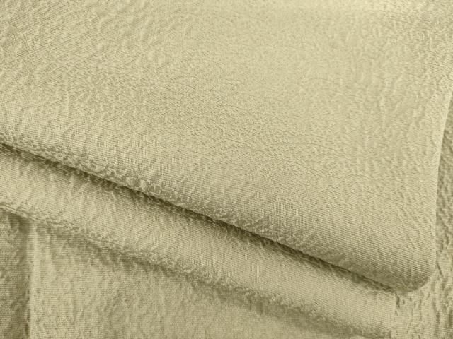 平和屋着物●上質な色無地 草花地紋 白橡色 正絹 AABB7910ck