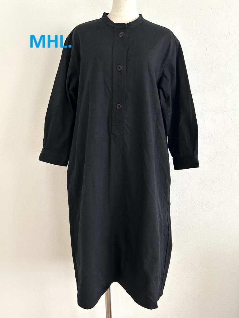 MHL. エムエイチエル COTTON WOOL TWILL ワンピース Sサイズ Ⅰ ブラック 定価38 500円 送料込み 6458995