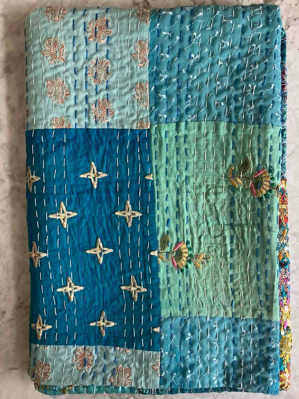 パッチワークキルト マルチカバー ハンドメイド パッチワークキルト