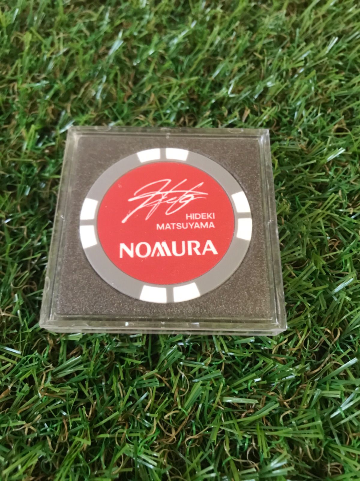 松山英樹×野村證券 サイン入りゴルフボールマーカー グレー 未使用品