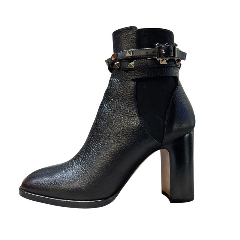 ヴァレンティノ　ロックスタッズ　レザー　ショートブーツ　ピンヒール　ブラック ヴァレンティノ VALENTINO ロックスタッズ ブラック レザー