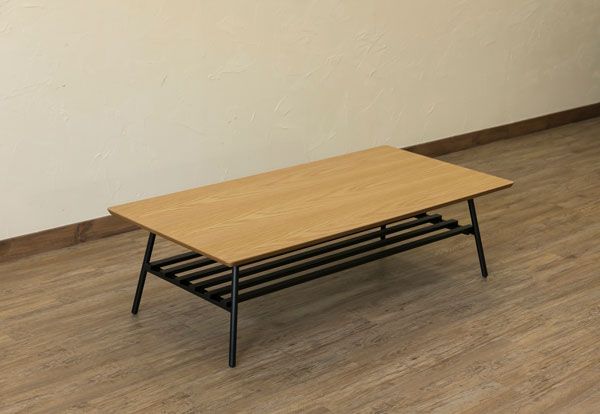 SALE！【送料無料】棚付き折れ脚テーブル　Luster　120　OAK/WAL 棚付き折れ脚テーブル Luster 120 OAK/WAL