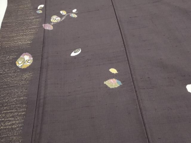 平和屋着物○十日町 名門青柳謹製 赤城紬 訪問着 絞り 休み鳥 枝葉文  