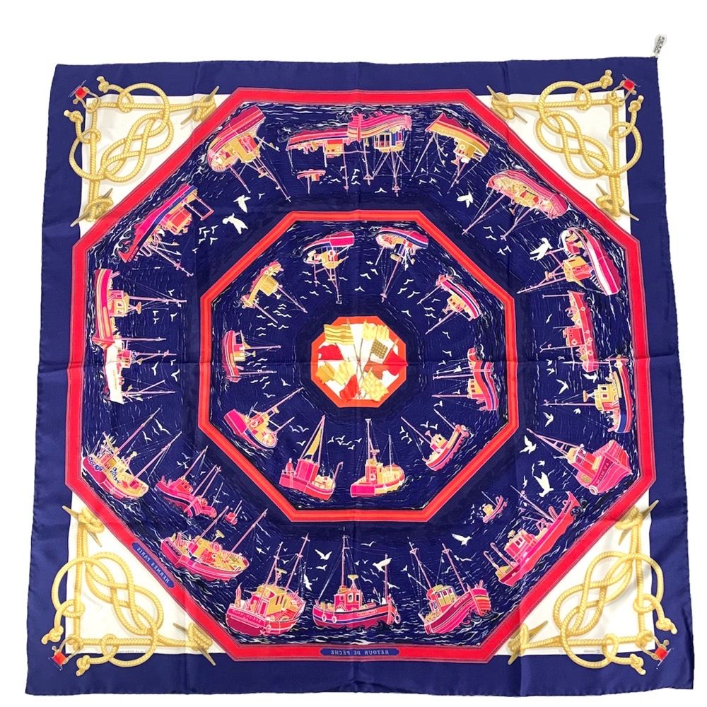 エルメス カレ90 漁船の帰港 シルクスカーフ中古 HERMES/エルメス カレ