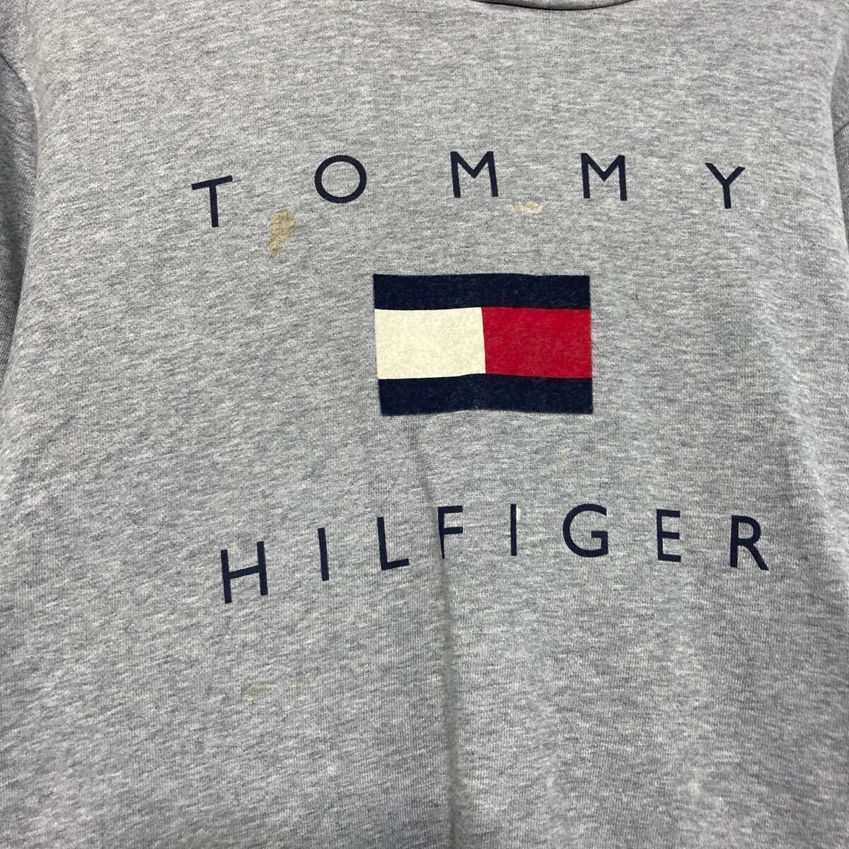 TOMMY HILFIGER プリント スウェット パーカー トミーフィルフィガー レディース L~ グレー 古着卸 アメリカ仕入 a609-5287