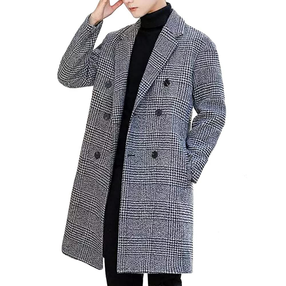 ビジネス ロング丈 中綿入れ 秋冬服 厚手 春服 スプリング 薄手 男女兼用 通勤通学 テーラード ラシャ チェック柄 ツイード 千鳥格子 コート ダブル メンズ 3色 チェスターコート 大きいサイ