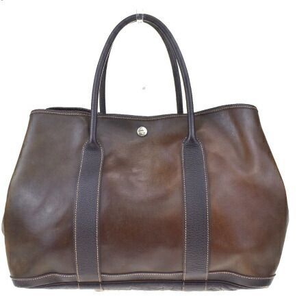 【中古】 エルメス HERMES ガーデンパーティ MM トートバッグ ショルダー ハンド ブラウン アマゾニア レザー 39MD545