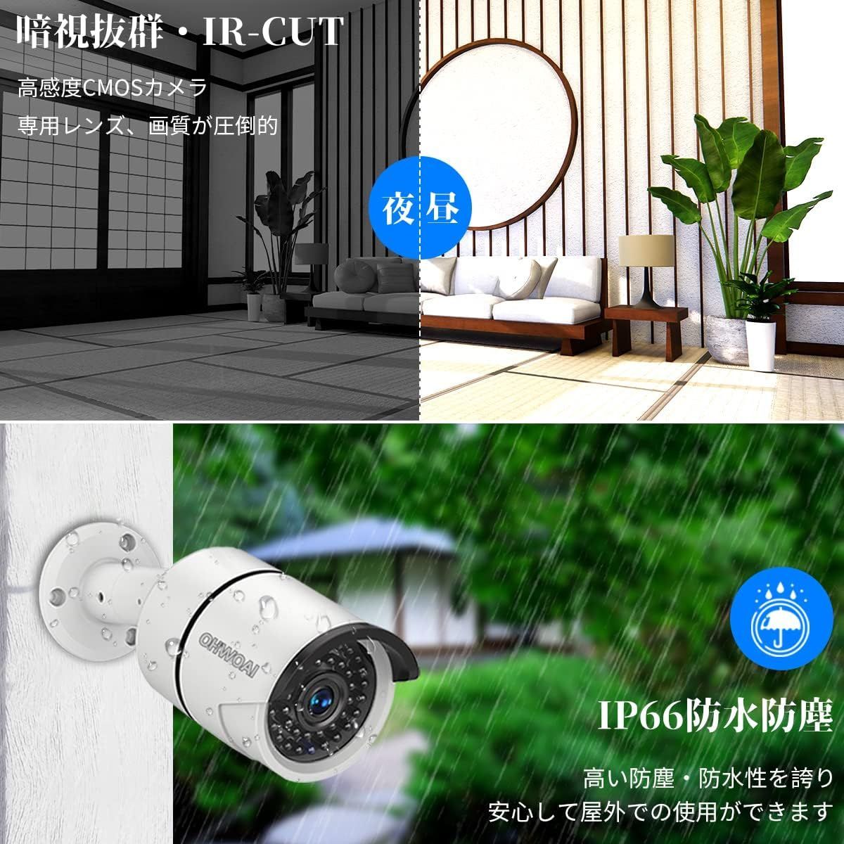 yeskamo 防犯カメラ 屋外 wifi 双方向通話 ai人感発光 カラー映像