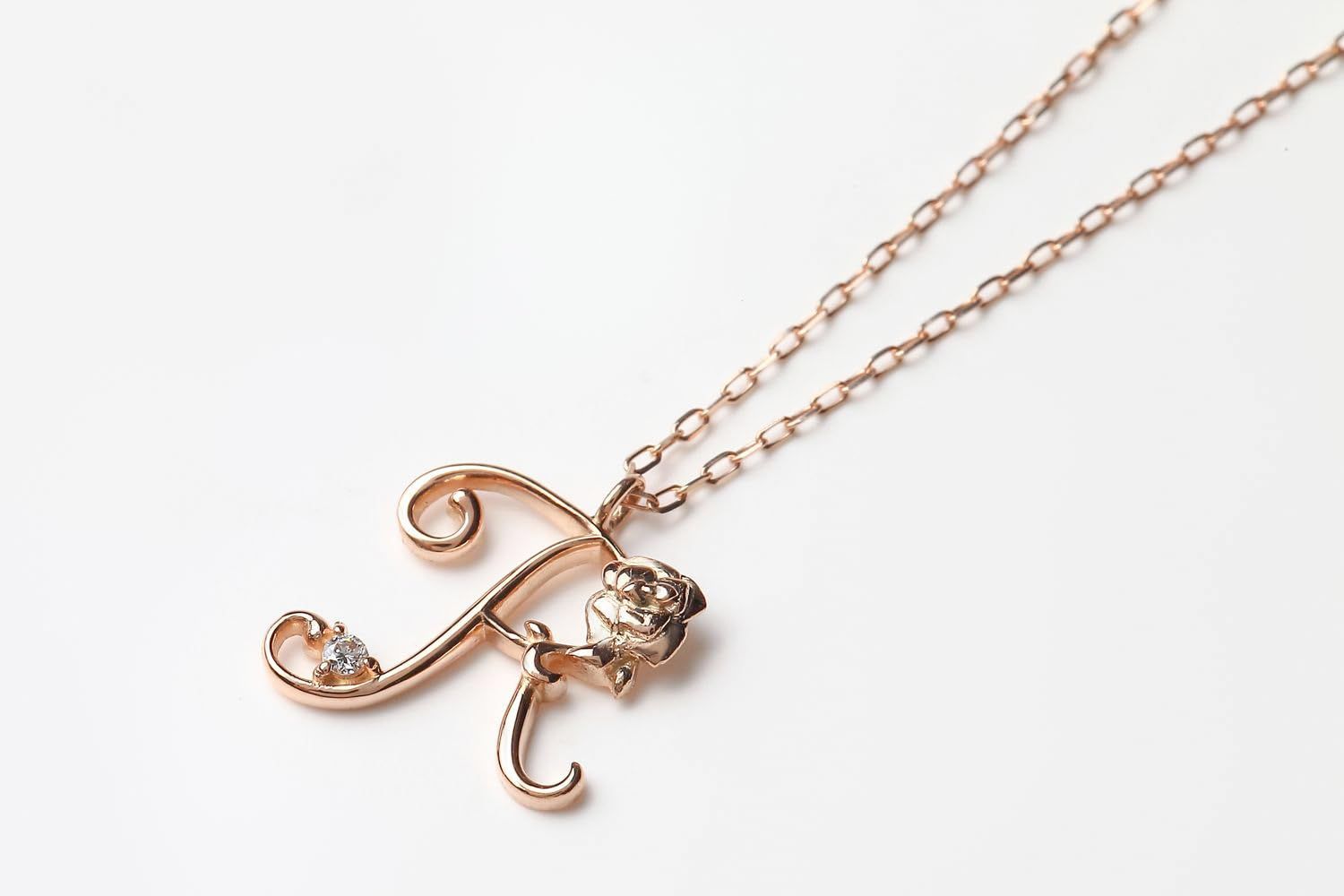  数量 キャーロ ディ ディアマンテ CHIARO DI K 10ピンクゴールド×ダイヤモンド ローズイニシャル R ペンダントネックレス CHS 546 ネックレス アクセサリー
