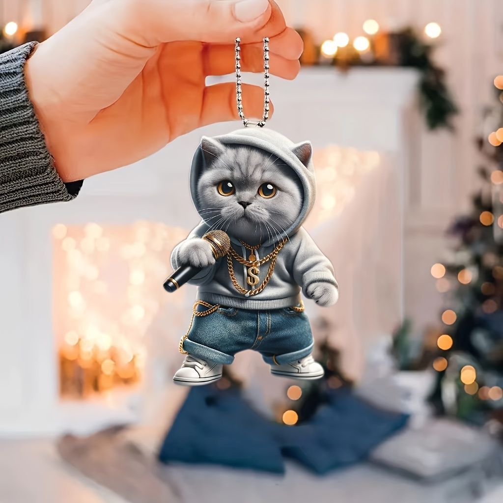 猫ちゃんキーホルダー⭐️ゼロ様 キーホルダー 猫 ラッパー ヒップホップ かわいい 歌うネコ 2D