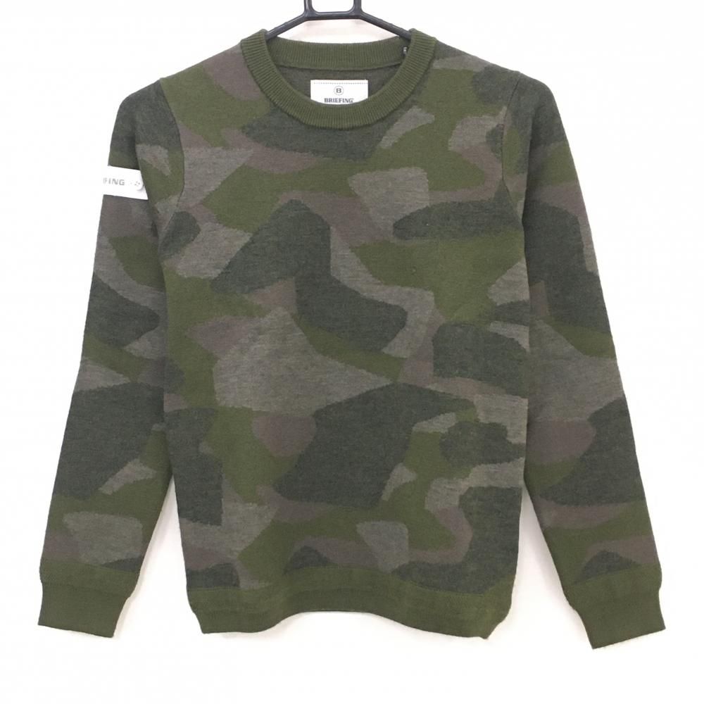 超 ブリーフィング タートルネックセーター カーキ カモフラ 迷彩ニット レディース S ゴルフウェア BRIEFING