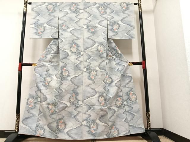 平和屋着物○小千谷紬 南天文 正絹 逸品 DAAV1285tw （平和屋  