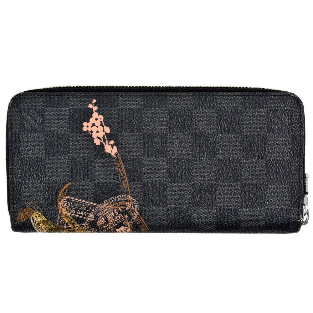 ルイヴィトン LOUIS VUITTON アニマル ジッピーウォレット ヴェルティカル ラウンドファスナー ダミエ グラフィット N64606 ブラック RFID メンズ【中古】