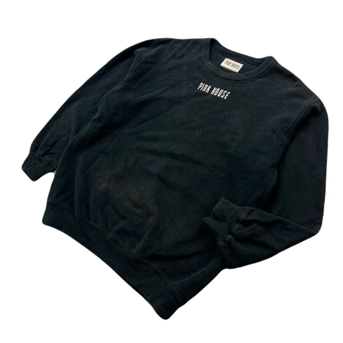 ピンクハウス　トレーナー　スウェットシャツ　黒 ピンクハウス シンプル ロゴ ブラック スウェット シャツ