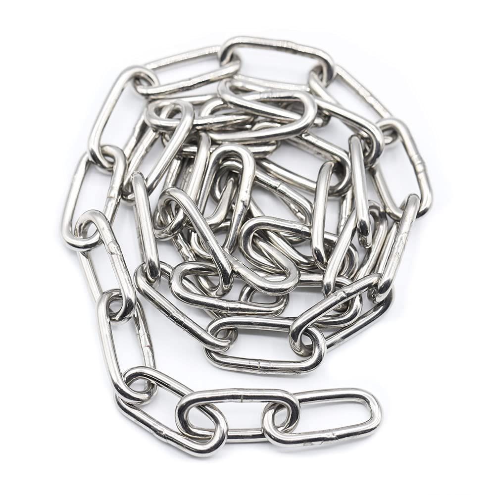 Size:20m 【ステンレス リンクチェーン 5mm】5m/10m/20m/30m 304 鎖 防犯 盗難 転倒防止 遊具 駐車場 船舶 装飾 漁業 林業 建設 運送 防災 地震 台風対策 (20m)