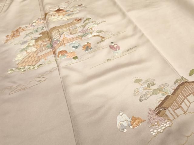 平和屋着物○蘇州刺繍 訪問着 風景文 金糸 正絹 逸品 AAAU4344np