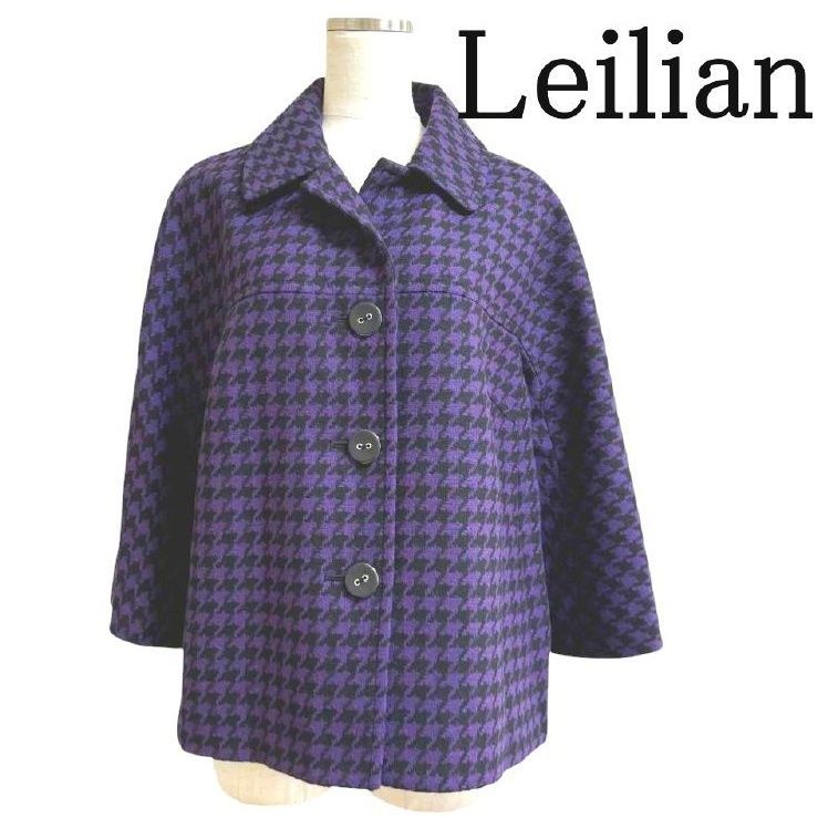 レリアン13＋フード付きウールショートコート中綿ジャケットネイビー袖広がり レリアン13＋フード付きウールショートコート中綿ジャケットネイビー袖