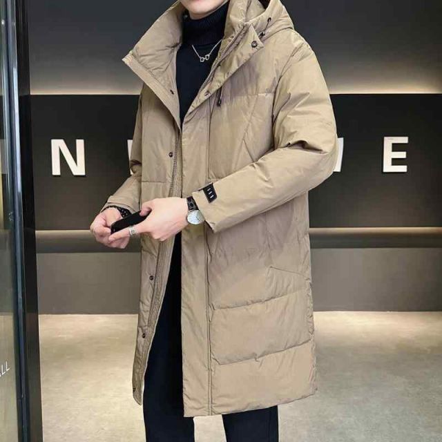 春 コーデ メンズ 服 シンプル ファッション オシャレ 大人 かっこいい 大きいサイズ ストリート 紳士服 ミドル丈 フード付き ダウン ジャケット 冬 無地 シンプル 厚手