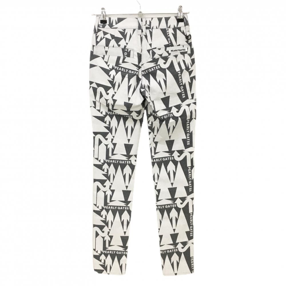 パーリーゲイツ パンツ 黒×白 ヤジルシ柄 ロゴ刺しゅう レディース 00 XS ゴルフウェア PEARLY GATES