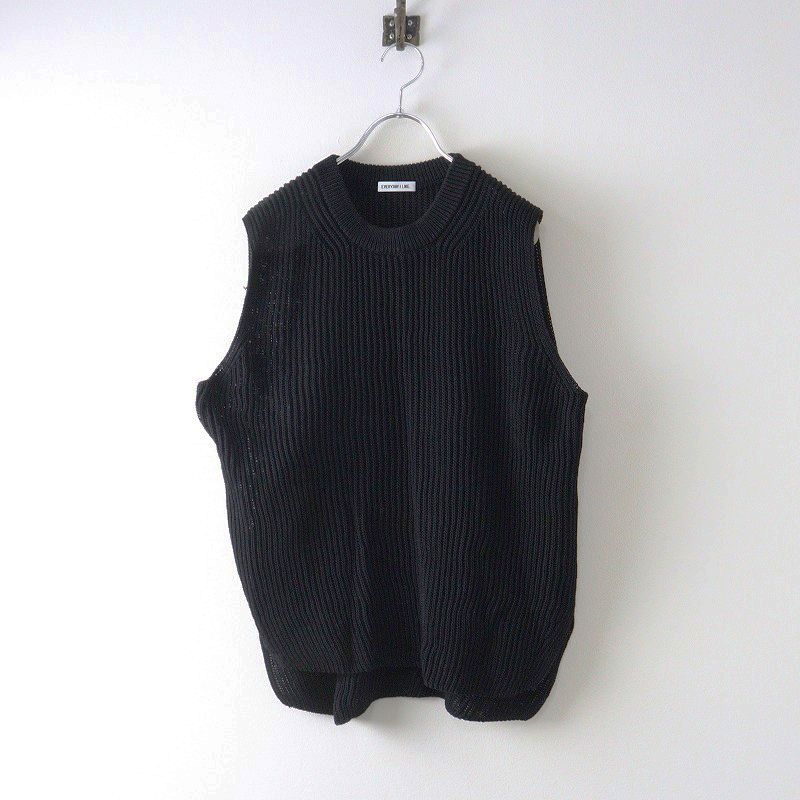 2025SS ドゥーズィエムクラス Deuxieme Classe Polite ニットベスト ブラック コットン 畦編み ノースリーブ 2400014630718