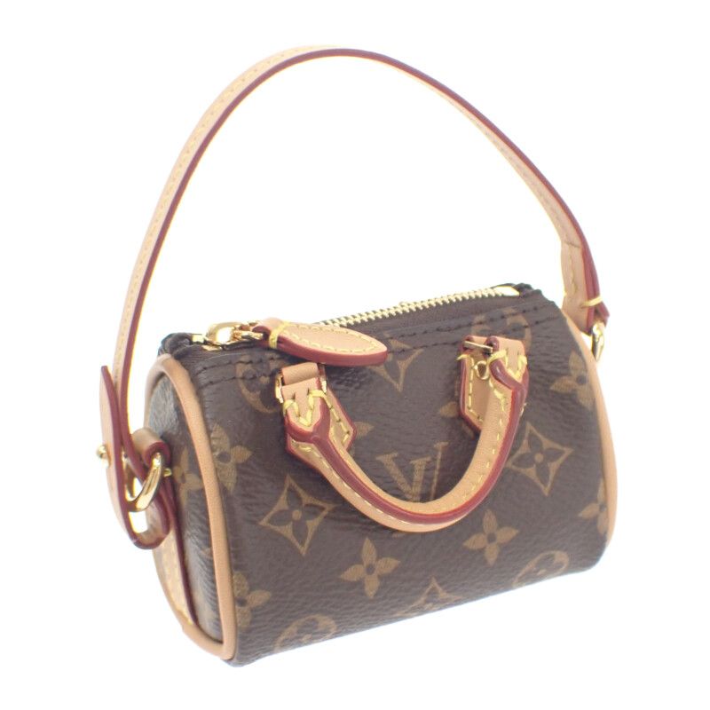 ルイヴィトン LOUIS VUITTON ビジューサック マイクロ M00544 バッグチャーム モノグラムキャンバス ブラウン レディース Aランク