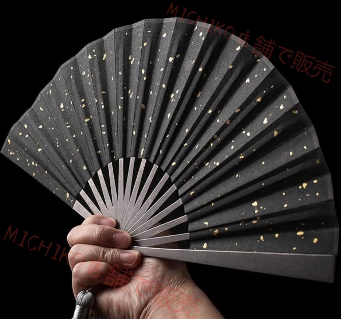  チタン ブラック 扇子 メンズ 折りたたみ式 紳士用 着物 和装小物 浴衣用 花火大会 お祭り 猛暑対策用 太 拳カンフー用 ストール 小物