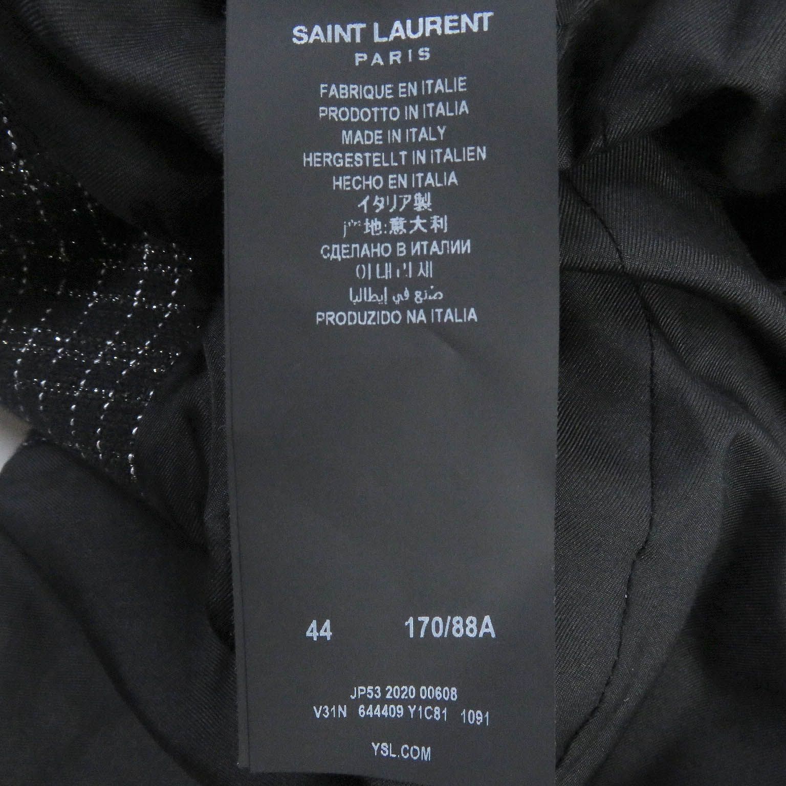 極美品□SAINT LAURENT PARIS サンローランパリ 20AW 644409 ウール チェック柄 シングル ツイード テーラードジャケット  ブラック 44 イタリア製 正規品 メンズ - メルカリ