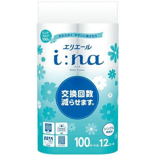 2営業日で発送 3648076 大王製紙 エリエール ｉ ｎａ イーナ トイレットティシュー シングル １００ｍ 無香料