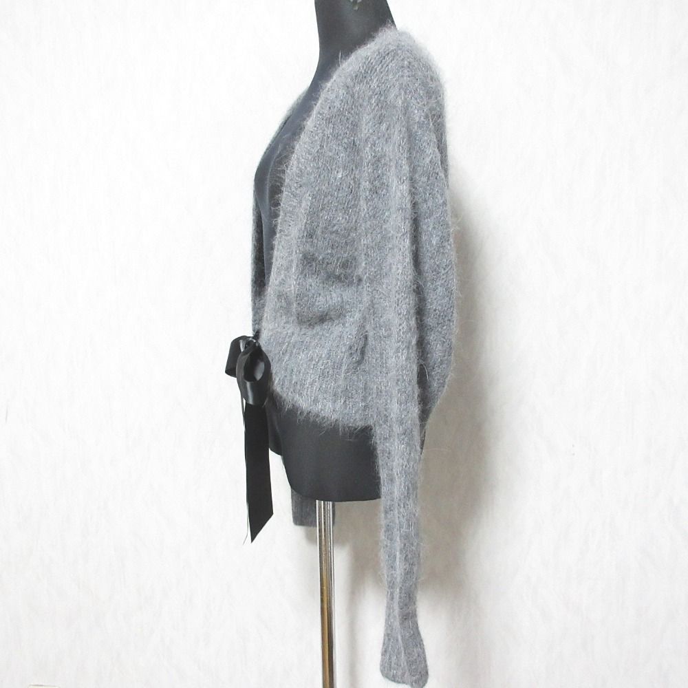美品 23AW Grace Class グレースクラス グレースコンチネンタル アンゴラクロップドカーディガン ボレロ 0223453008 36 グレー レディース 古着 中古 Grace Class - 美品 23AW Grace Class グレースクラス グレース