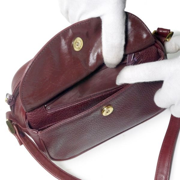 Dior Vintage コンビレザー ロゴ金具ショルダーバッグ（ボルドー