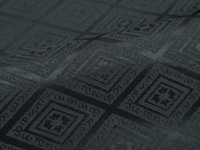 平和屋着物□極上 男性 色無地 紋付き羽織・行灯袴セット 黒地 花菱