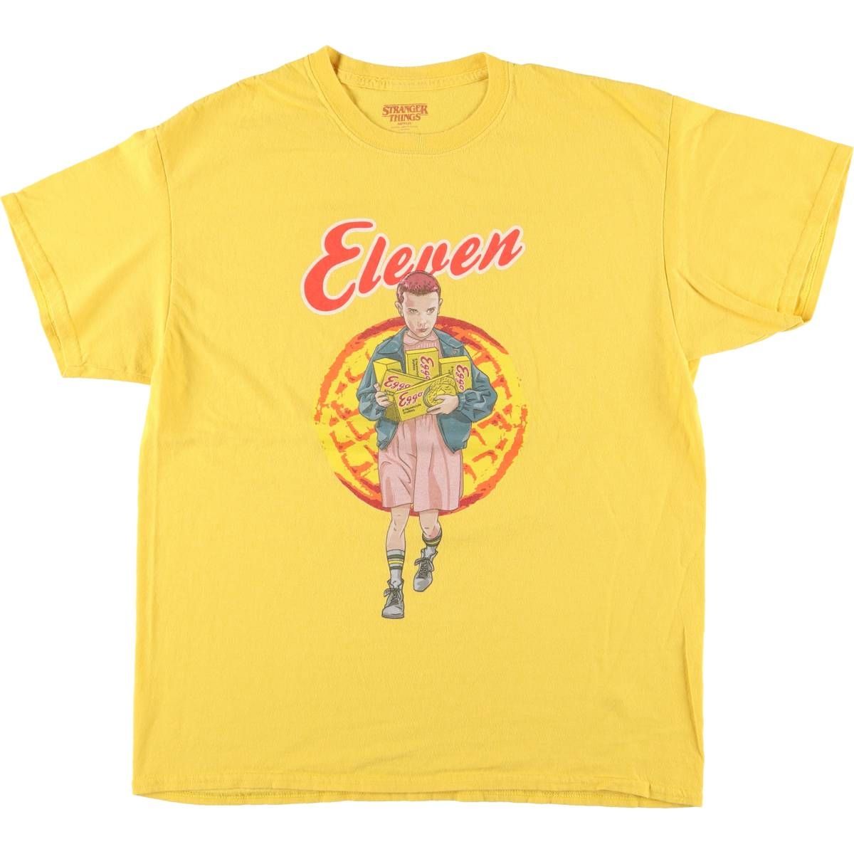 古着 STRANGER THINGS ストレンジャーシングス イレブン 映画 ムービーTシャツ メンズL相当|eaa548195