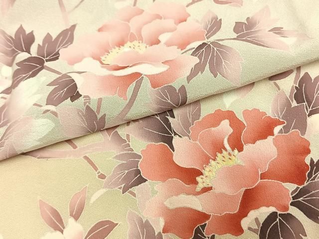 平和屋着物▽訪問着 単衣 友禅 作家物 枝花文 暈し染め 正絹 逸品 未