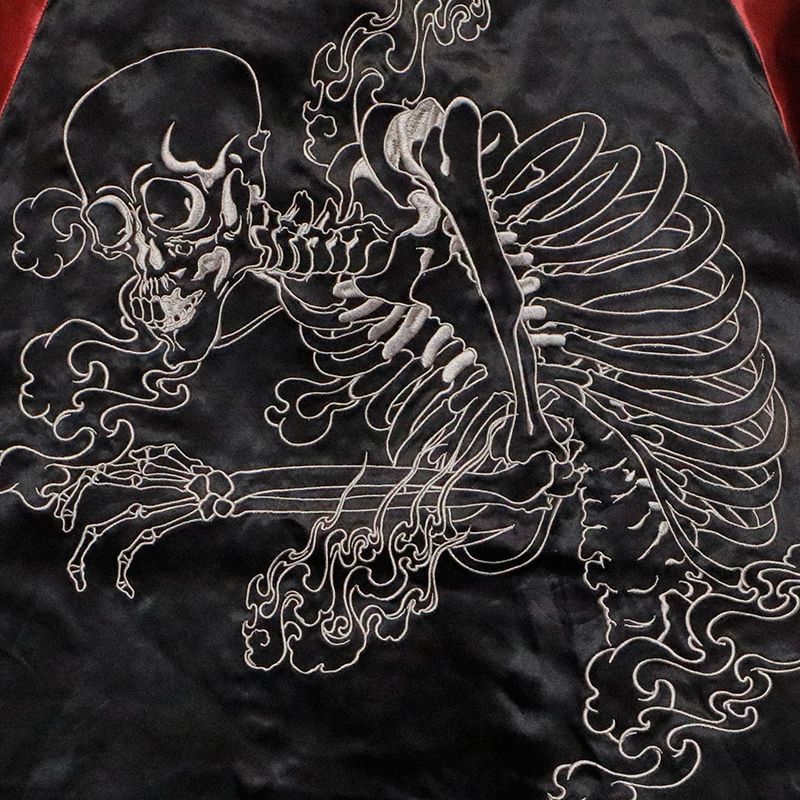 和柄刺繍　スカジャン　新品タグ付　一心如鏡　骸骨　スカル　黒x銀　匿名配送 61B0kq311VL._UY350_.jpg