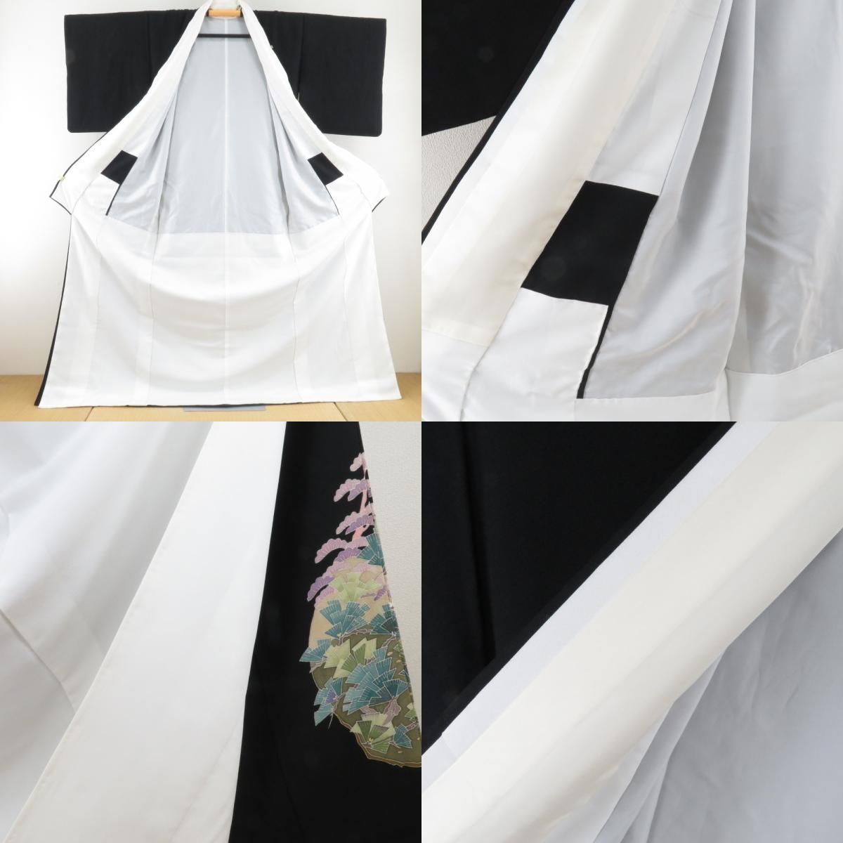 本加賀友禅 黒留袖 北田弓子 金沢城と兼六園文様 正絹 袷 広衿 比翼付