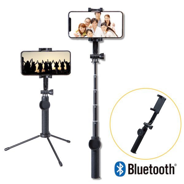 【新品・7営業日以内発送】エレコム ELECOM P-SSBTRBK Bluetooth自撮り棒／回転ホルダー型／三脚付／430mm／ブラック PSSBTRBK 回転ホルダータイプ 三脚付き【沖縄離島販売不可】