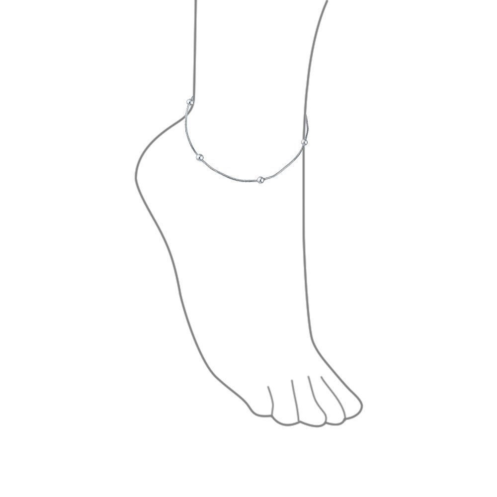 Bling Jewelry デリケートで丈夫なシンプルな1 5 3 MMの楕円形と丸いマルチスタンドステーションビーズボールチェーンアンクレットアンクルブレスレット 女性やティーンエイジャー向け 925スターリングシルバーで9 10インチの調 プリント柄 防風対応