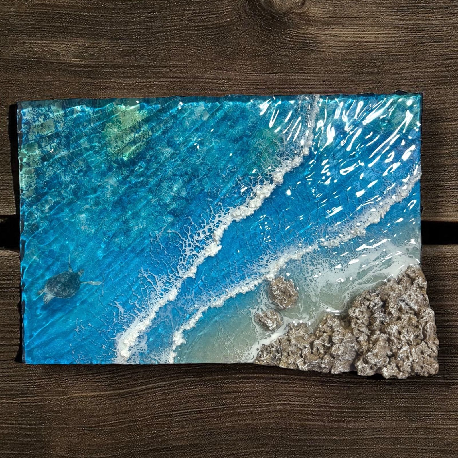 オーシャンアート　海の置き物　美ら海 傾斜厚盛りボード 珊瑚の海> 超立体 沖縄の海 レジンアート