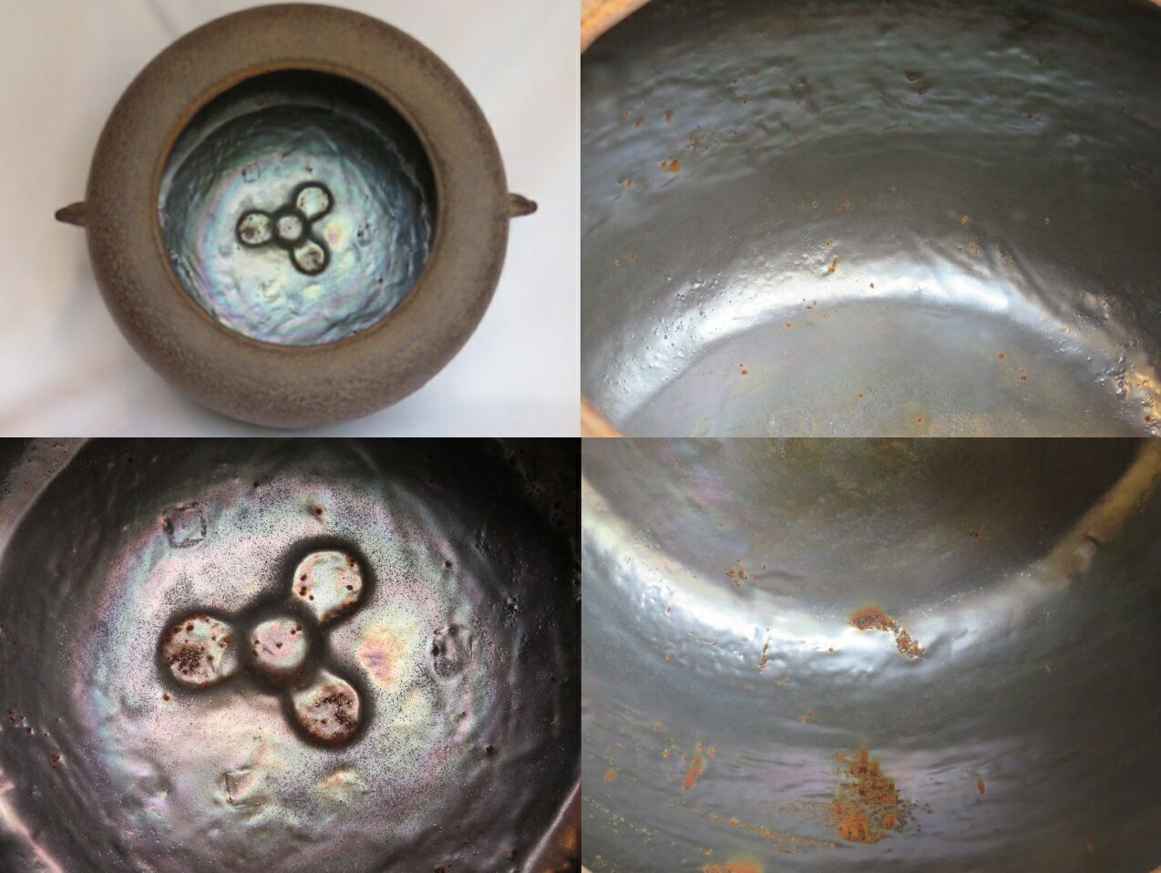 七月◇特売品）釜師 佐藤浄清作作 広口 政所釜 大炉 逆勝手 広口