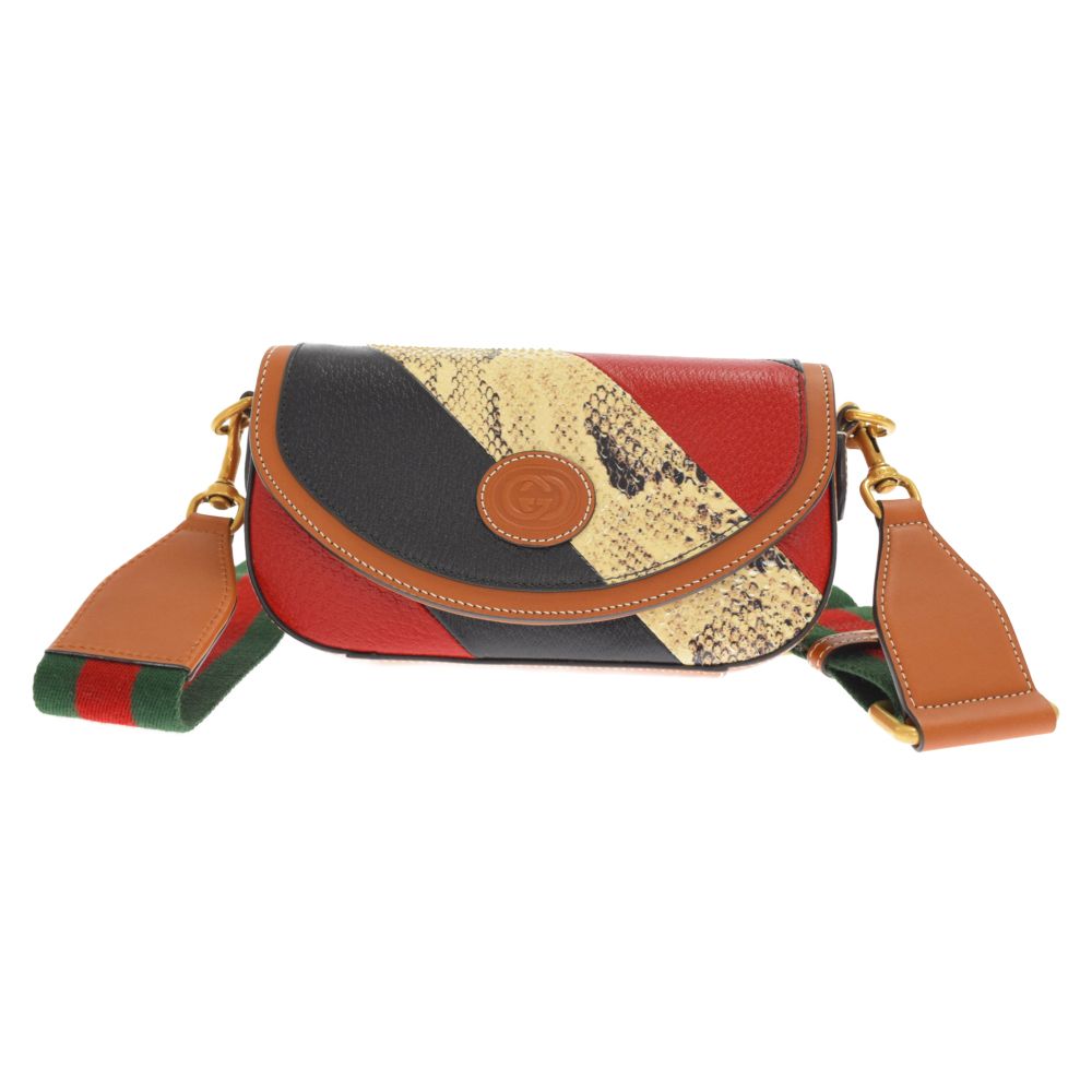 GUCCI (グッチ) 23SS スネーク 切り替え レザー ミニショルダーバッグ