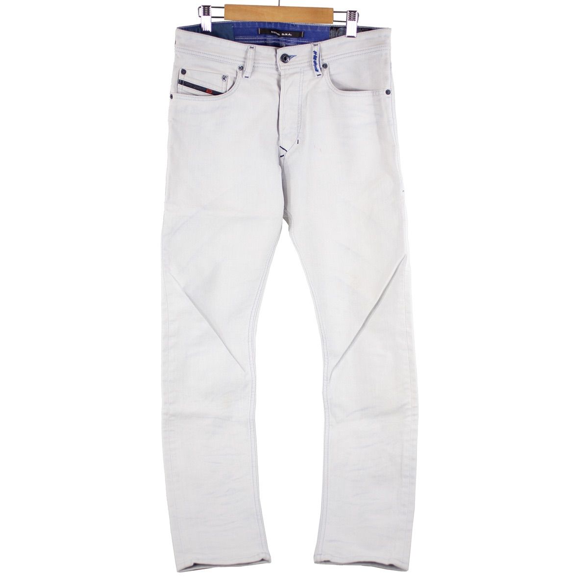 ディーゼルTEPPHAR(003V6) Mens Tepphar Slim-Carrot Denim in White⁄Blue, 003V6 Stretch, Size