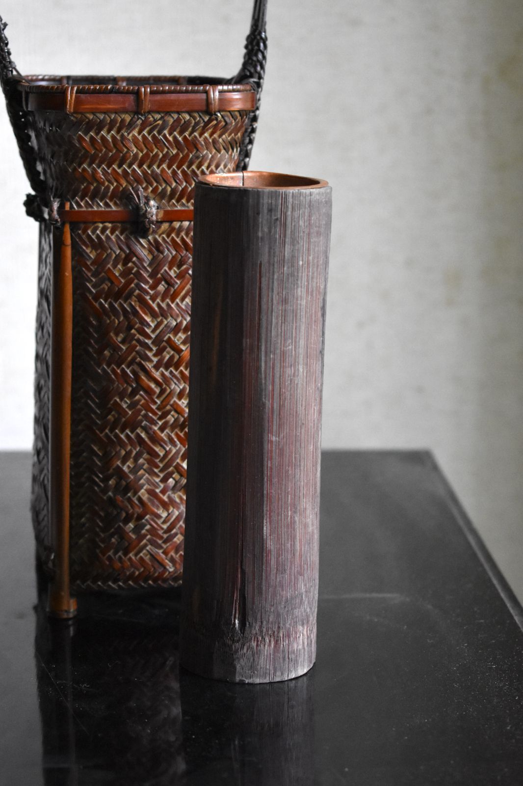 竹節立華瓶　花器 専好立華瓶(小角・耳付) 花器 花瓶 銅器 フラワーベース
