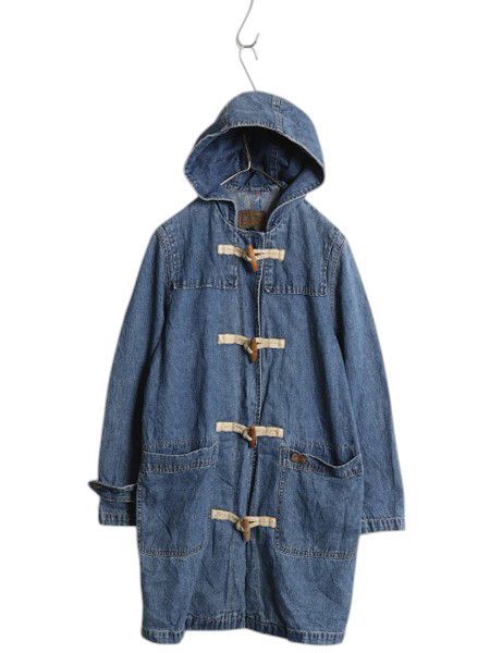 なクーポン配布中! 90s ローレンジーンズ ラルフローレン デニム ダッフル コート レディース S | ポロ フード付き ジャケット コットン ロング丈