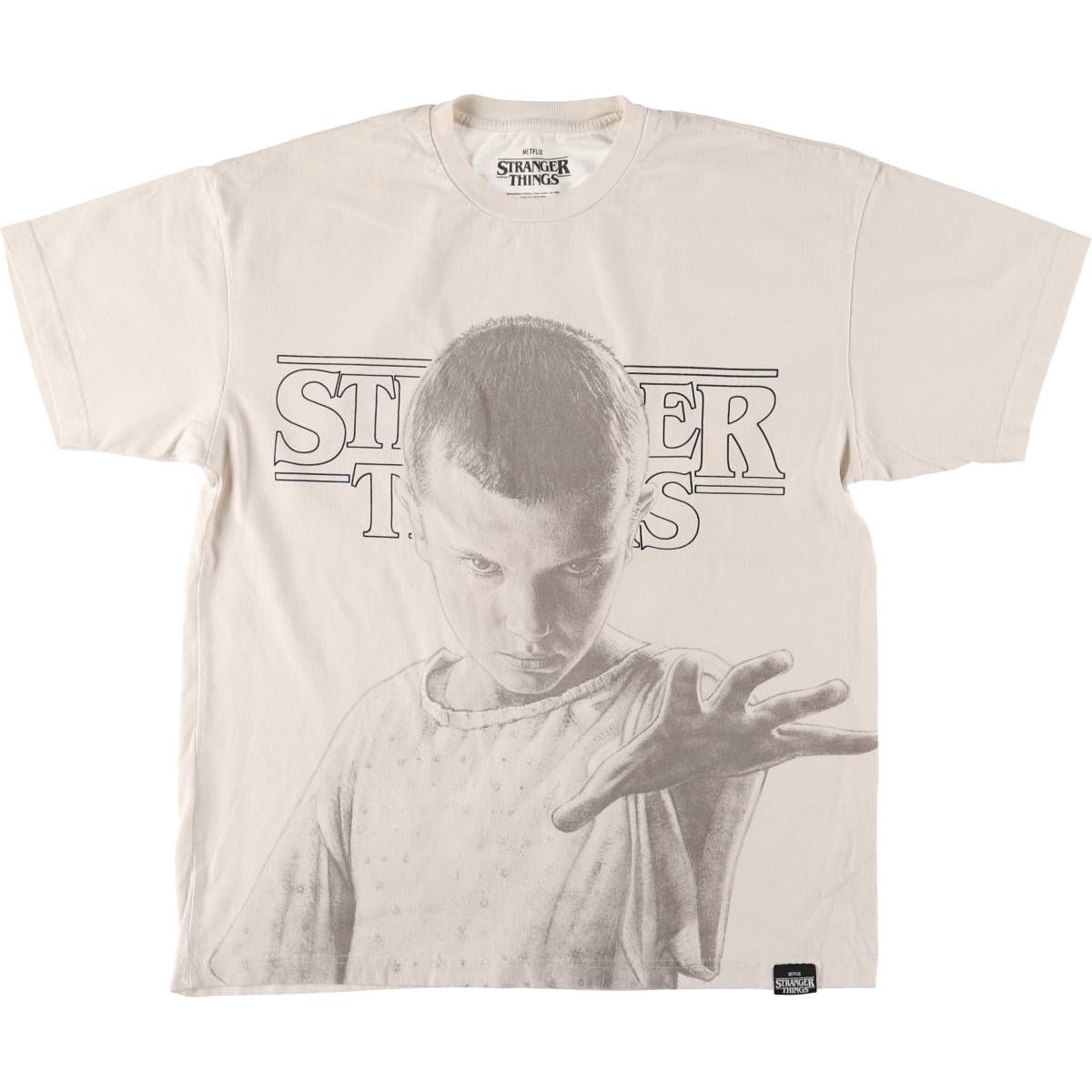 古着 STRANGER THINGS ストレンジャーシングス イレブン 大判プリント 映画 ムービーTシャツ メンズS相当|eaa548191