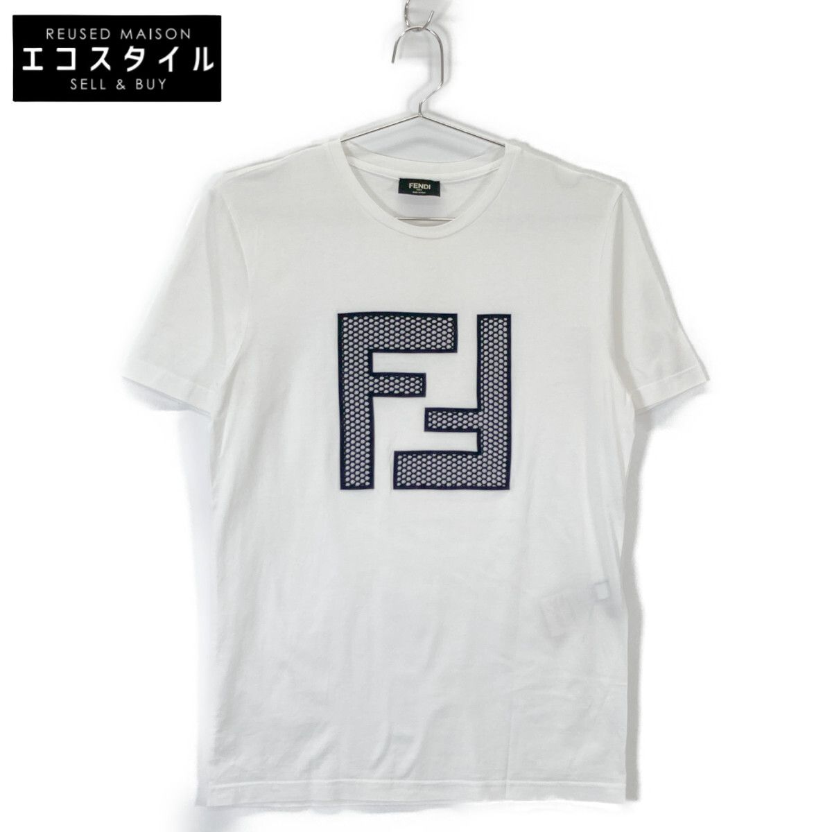 FENDI フェンディ FAF532 A78M Fメッシュロゴ Tシャツ XS
