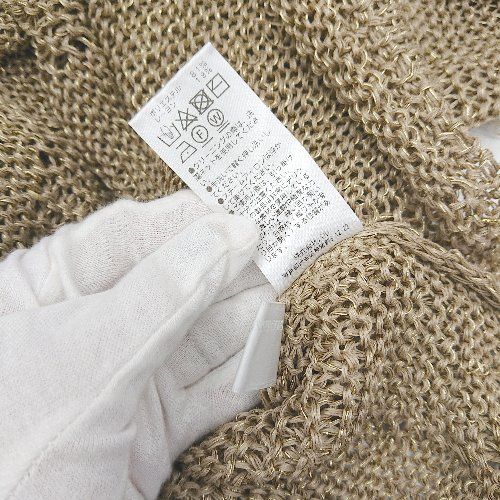 ◇ &sub; GALLARDAGALANTE ガリャルダガランテ ラメ かぎ編み 長袖 メッシュニット サイズF ベージュ レディース E  【1412090045462】