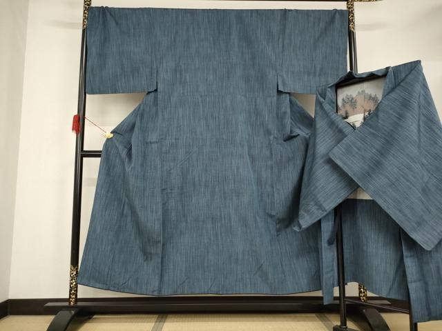平和屋着物男性　紬　アンサンブル　縞　正絹　逸品　AAAO4991ja