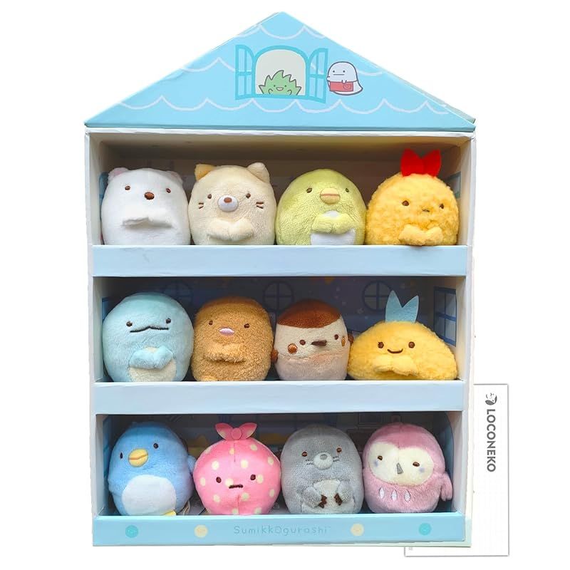 サンエックス すみっコぐらし てのりぬいぐるみ 12種セット すみっコミニハウスケース入り ブルー ロコネコカード 1