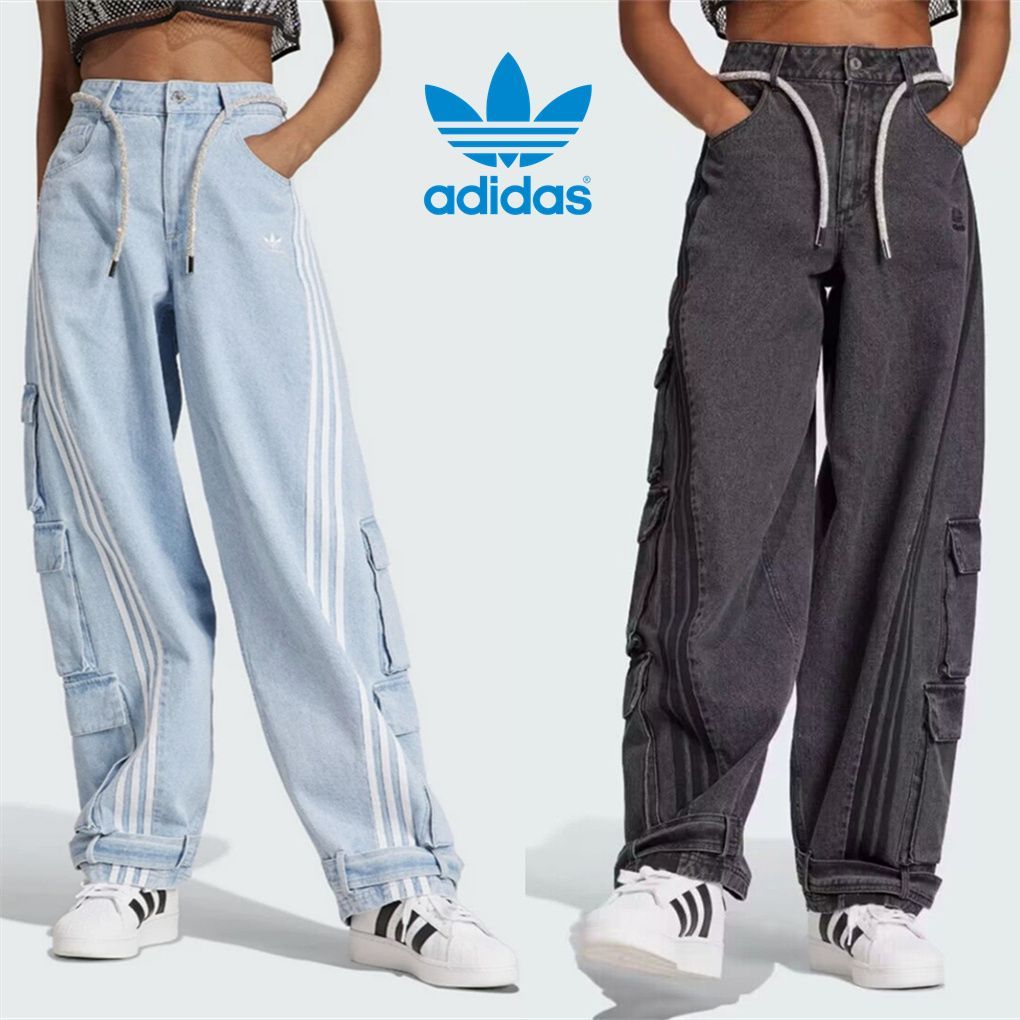 adidas Originals Denim Cargo Running Pants アディダス オリジナルス ドローストリング カーゴ ジーンズ  ワイドパンツ デニム カーゴパンツ - メルカリ