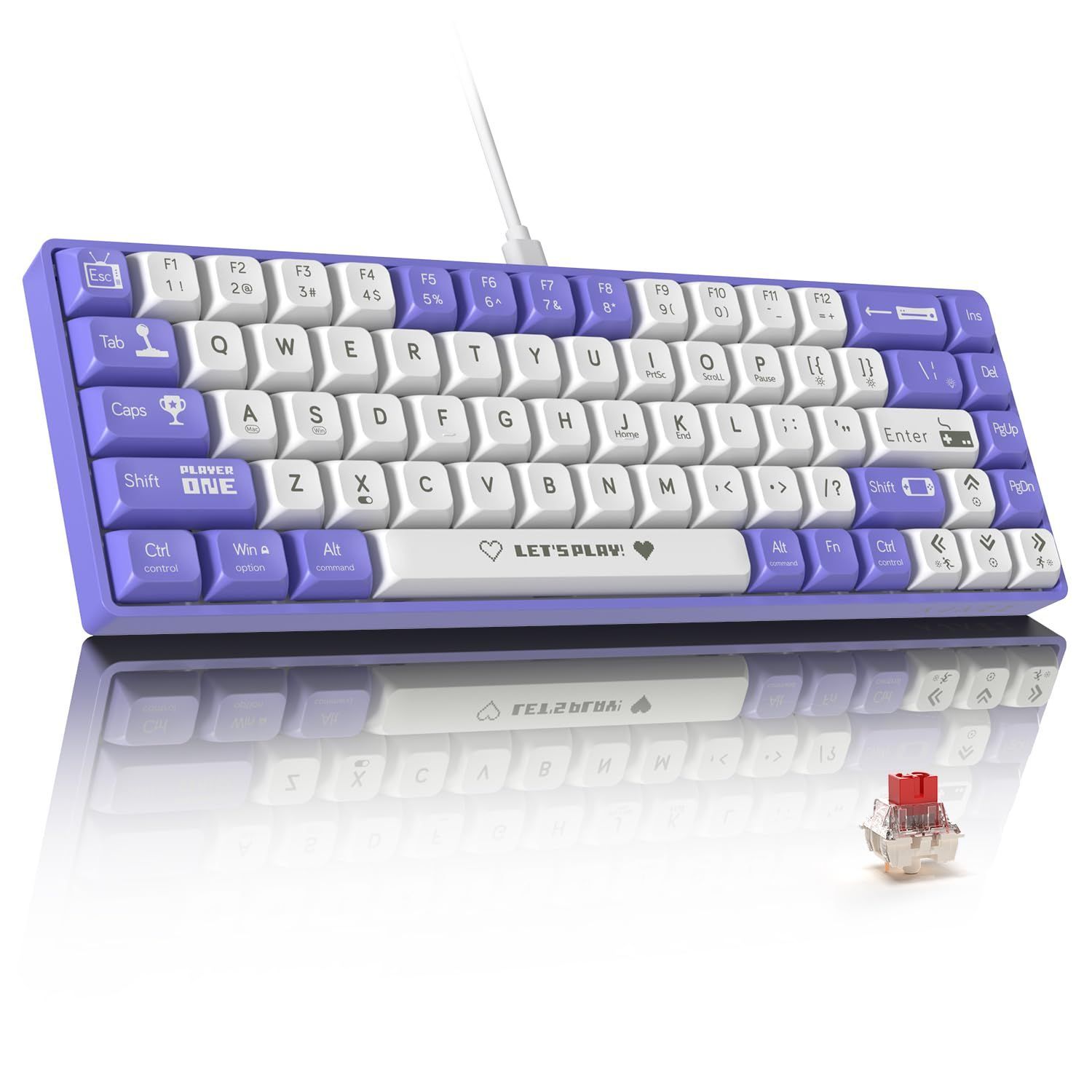 【海外 正規品】 EVAサンドイッチ ボール型キーキャップ RGB照明 小型68キー WIN キーボード